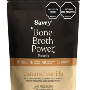 Proteina de caldo de hueso de pollo caramelo vainilla Savvy x560gr